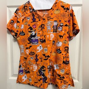 Dickies scrubs women’s size small halloween print orange color